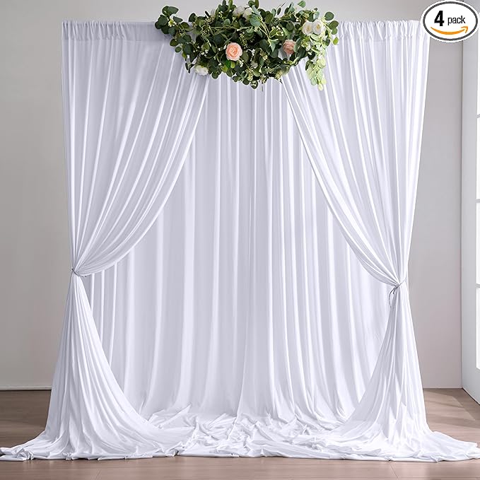 20ft×10ft Wrinkle Free White Backdrop Curtains by Nobed+HHT