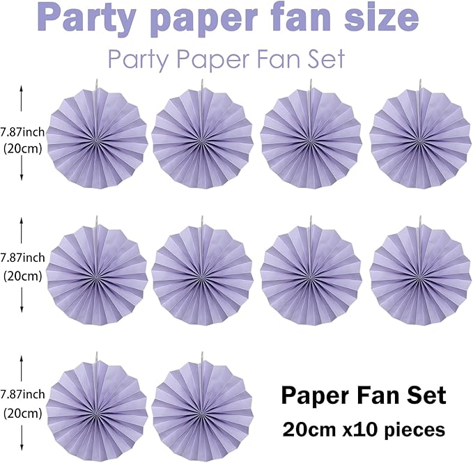 Purple Birthday Decorations, DIY Purple Paper Fans Hanging Decoration, Party - Image 2