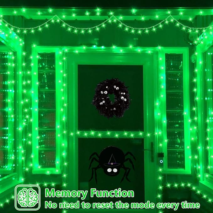 YEGUO 165ft 500 LED Halloween Lights Outdoor Waterproof, 8 Modes Clear Wire - Image 9