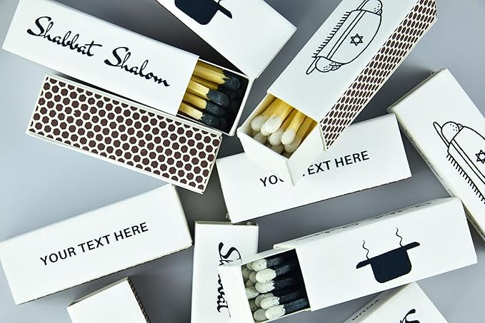 Customizable Personalized Matchboxes – Set of 10 – Shabbat Shalom Design – - Image 6