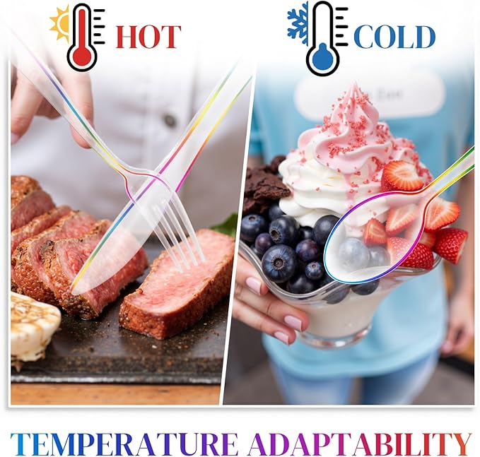 WDF 180 PCS Rainbow Plastic Silverware - Image 2