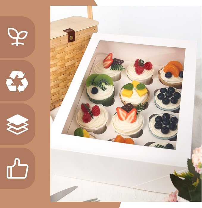 VGOODALL 2PCS White Cupcake Container - Image 3