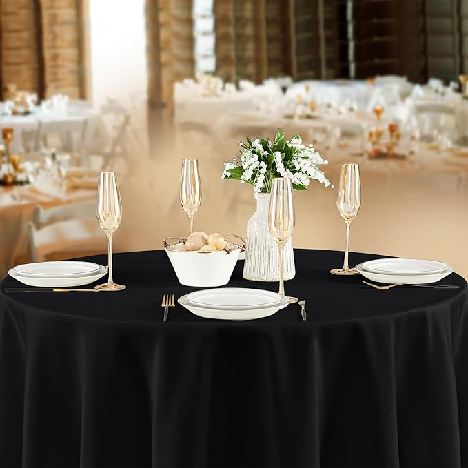 Fitable 8 Pack Round Tablecloths: Stain Resistant Wrinkle Free Circle Table - Image 8