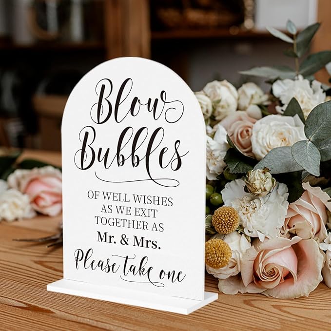 Wedding Blow Bubbles Sign, Blow Bubbles Desk Decor, Wedding Ceremony Party - Image 5