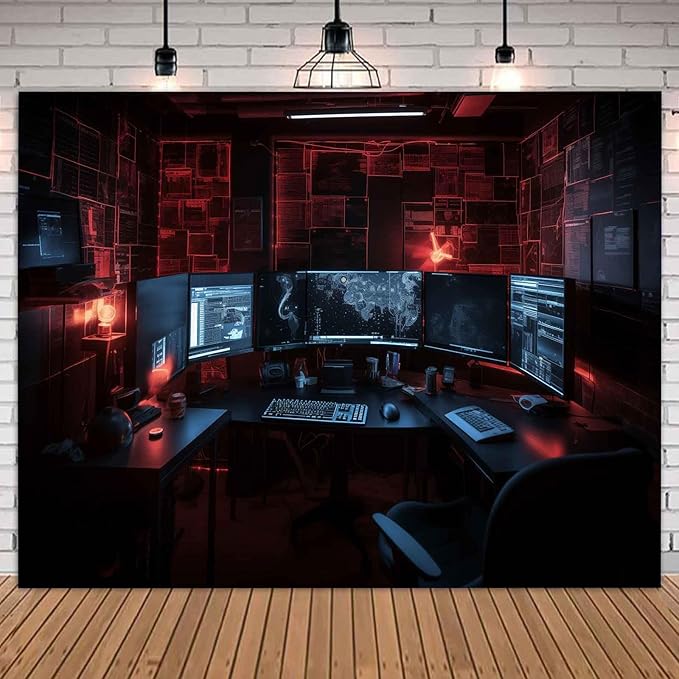 Computer Photo Backdrop Computers Hacker Room Background - Image 5