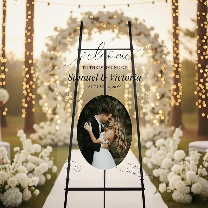 Personalized Wedding Photo Acrylic Welcome Sign – Custom Picture Board by Unknown
