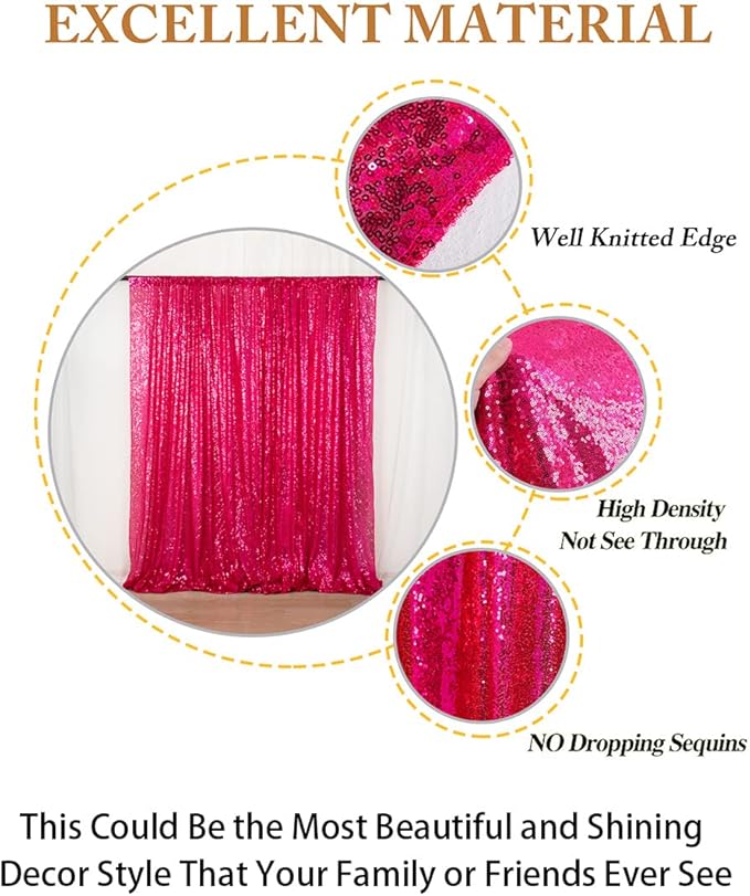 ShiDianYi Hot Pink Sequin Backdrop 6FTX8FT - Image 3