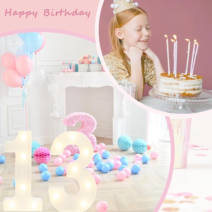 Decorative Led Light Up Numbers, 13th Birthday Decorations, Warm White Led - Image 4