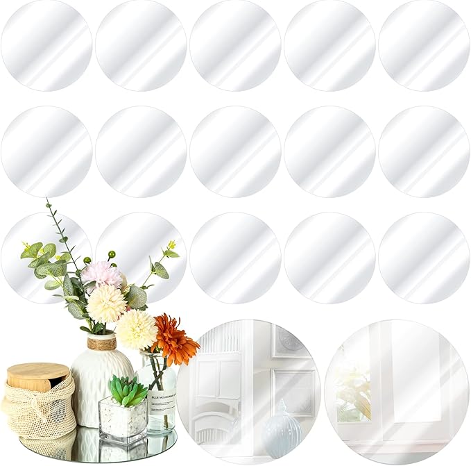 Tuanse 18 Pcs Round Mirror Candle Plate Set Round Trays Circle Centerpieces by Tuanse