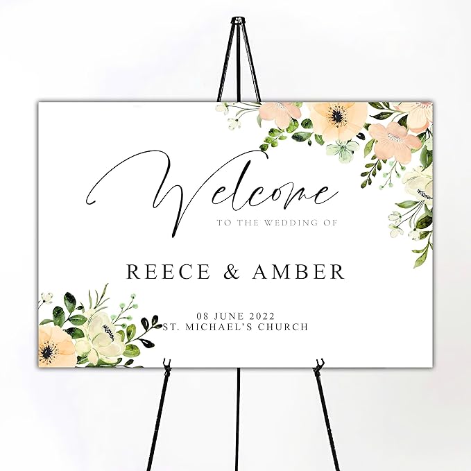 Personalized Wedding Welcome Sign Foliage Print Entrance Wedding Decor by Custom