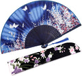 Amajiji 8.27" Hand Held Bamboo Silk Folding Fan Hand Fan, Chinese/Japanese by Amajiji