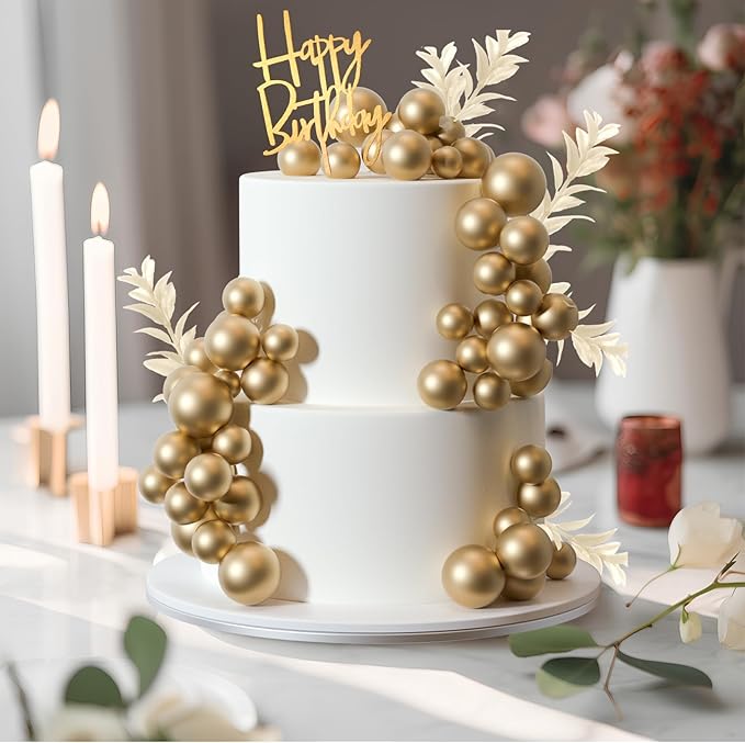 MIAHART Ball Cake Toppers Boho Grass Cake Topper Ball Cake Insert Decoration - Image 3