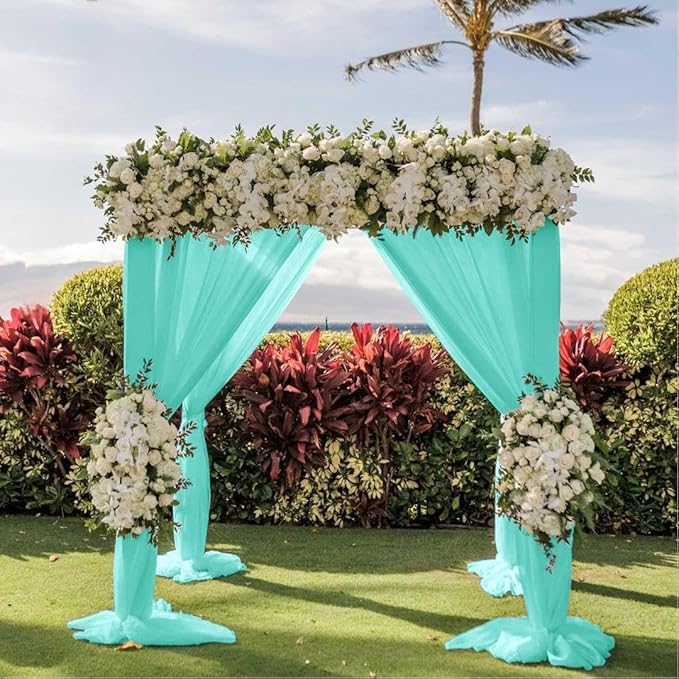 Wedding Arch Draping Fabric 2 Panels 30'' x 18FT Teal Sheer Chiffon Arch Drapery - Image 5