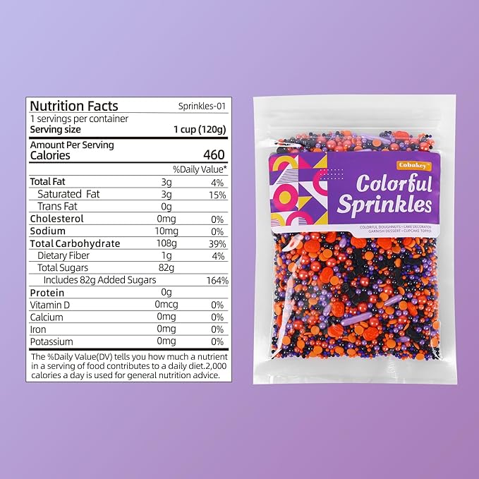 Edible Halloween Sprinkles for Cake Decorating 7ounce, Pumpkin Bats Sprinkles - Image 2