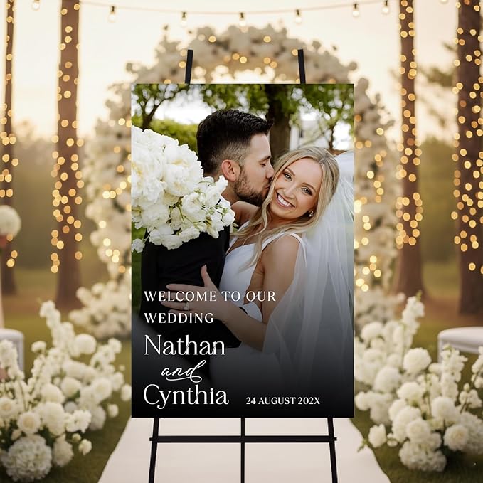 Personalized Wedding Photo Acrylic Welcome Sign – Custom Picture Board by Unknown