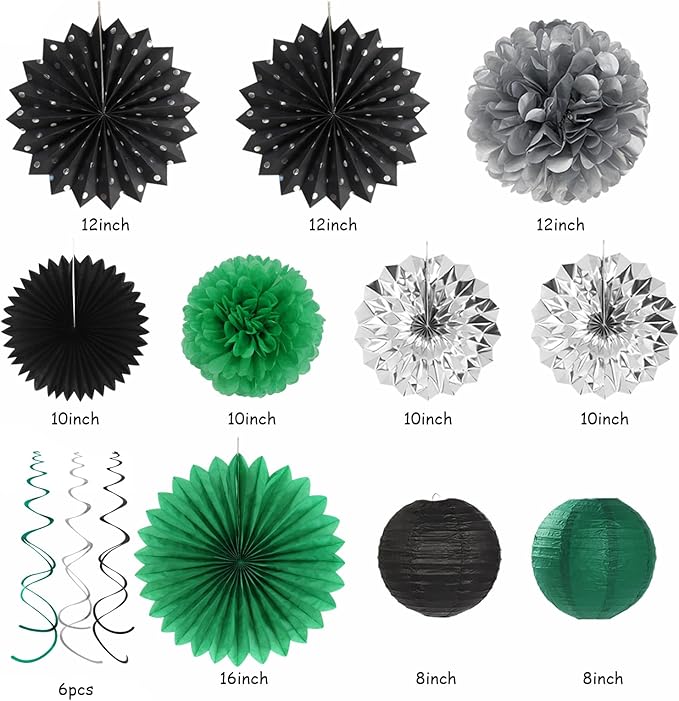 Black Green Silver Football Party-Decorations - Image 2