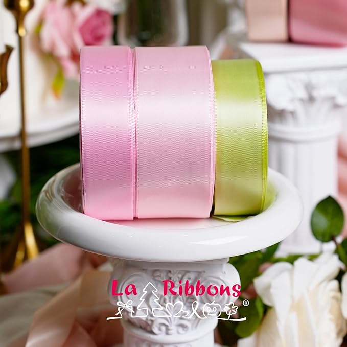 LaRibbons 1 Inch 50 Yard Double Faced Satin Ribbon, Rose Pink Satin Craft - Image 7