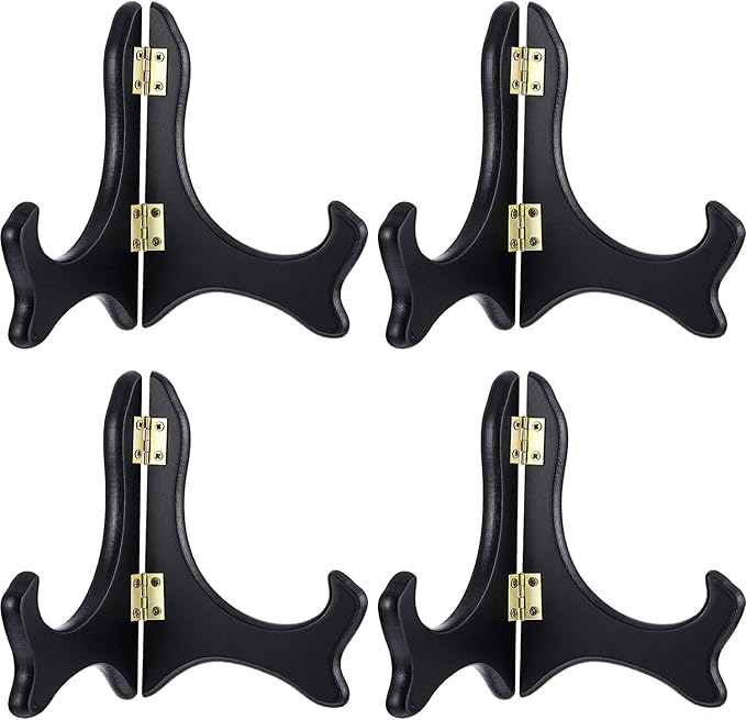 Tatuo 4 Pack Black Wooden Display Stand Plate Stands - Image 5