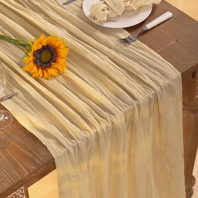 Champagne Gold Cheesecloth Table Runner 12 Pack Fall Table Runners Boho Gauze - Image 6