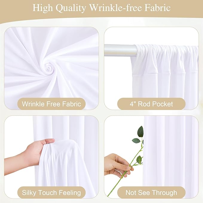 White Backdrop Curtains with Lights - Image 2