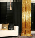 ShinyBeauty Sequin Backdrop 4x10ft Shiny Gold Sequin Curtains 2 Panels Glitter by ShinyBeauty