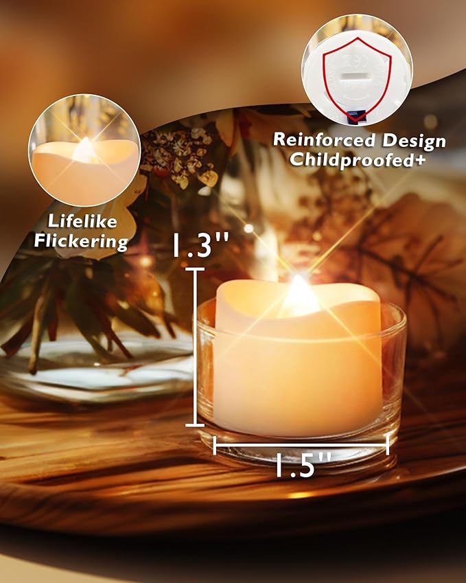 Homemory 72-Pack Novelty Flickering Flameless Tea Lights, 200+Hours Battery - Image 4