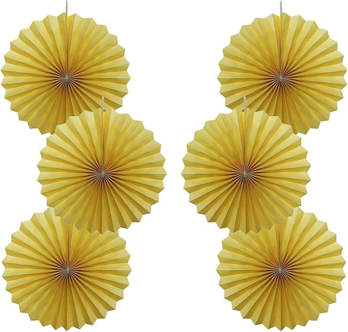 Yellow Birthday Decorations, DIY Yellow Paper Fans Hanging Decoration, Party by BARTHEW