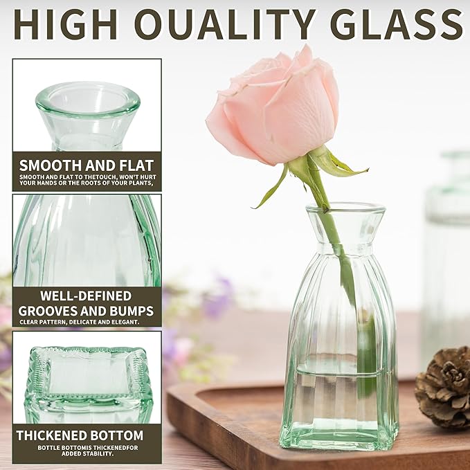Vintage Small Glass Vases Set of 10, Mini Bud Vases - Image 4