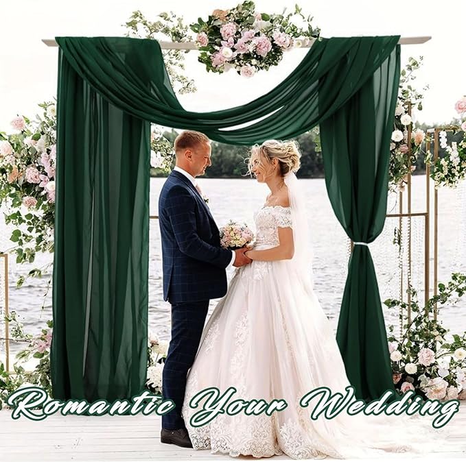 Emerald Green 4 Panels Wedding Arch Draping Fabric 20Ft Length x 28" Width Arch - Image 8