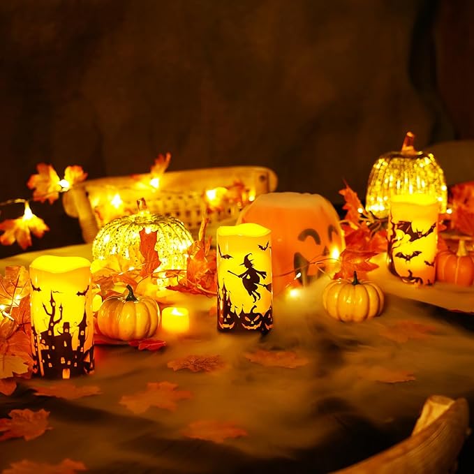 Homemory Halloween Candles, Outdoor Waterproof Printed Decals Battery Operated - Image 2