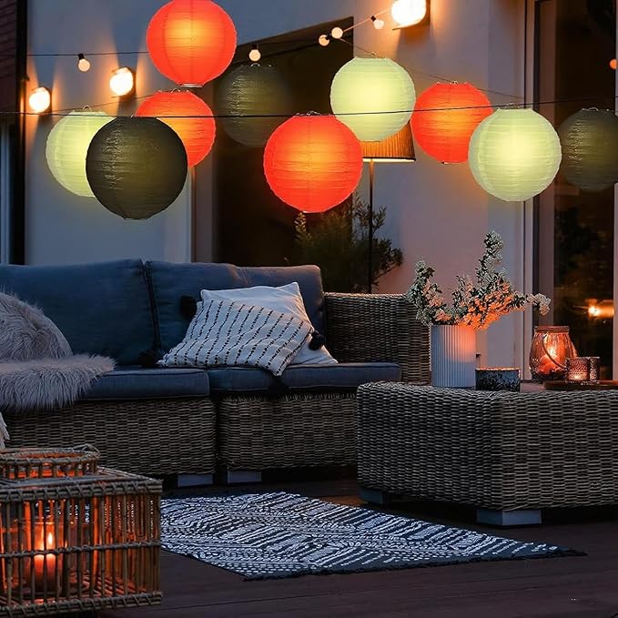 Black Red White Paper Lanterns Decorative 12pcs Party Hanging Decorations - Image 4