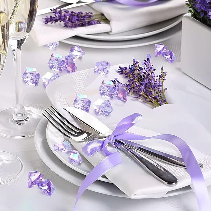 DomeStar 150PCS Purple Fake Ice, Fake Diamonds Sparkling Plastic Gems Vase - Image 6