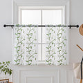VISIONTEX White Sheer Voile Curtains, Decorative Leaves Embroidery Faux Linen by VISIONTEX