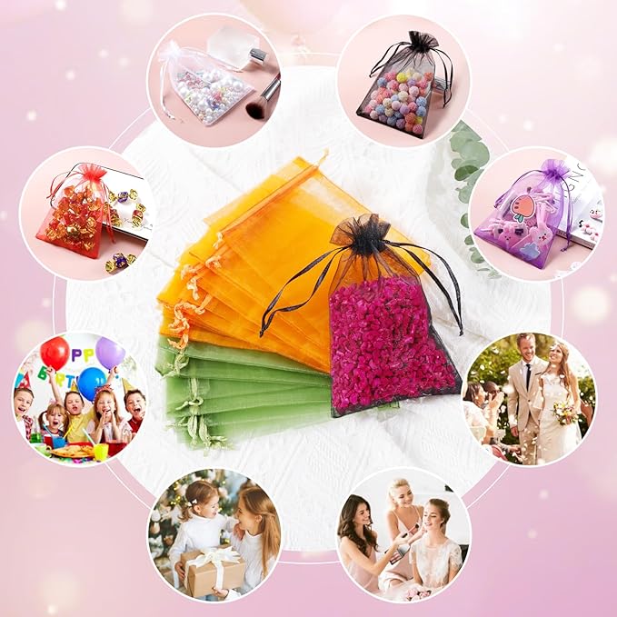 Hopttreely 50PCS Organza Wedding Favor Bags, 4x6 inches Jewelry Gift Bags - Image 7