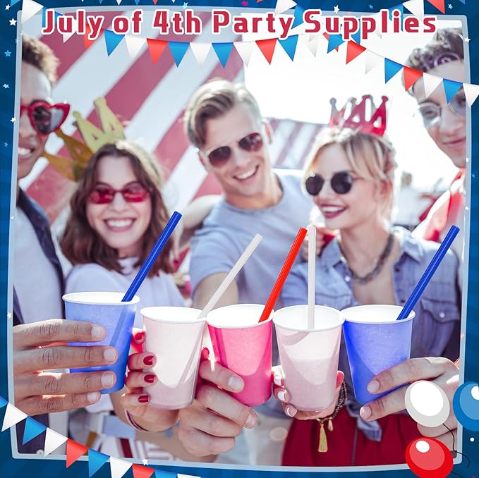 60 Pcs Plastic Straws Red Blue White Star Shaped Straws Patriotic Disposable - Image 7