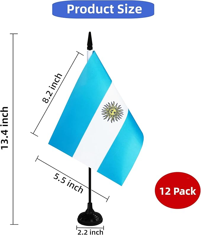 Argentina Desk Flag, 12 Pack Argentinian Table Office Flag - Image 2