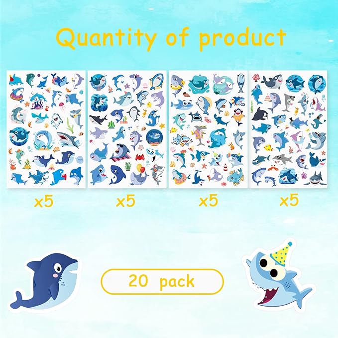 Cool Shark Stickers 755 Count Ocean Sea Animal Tropical Fish Shark Adhesive - Image 4