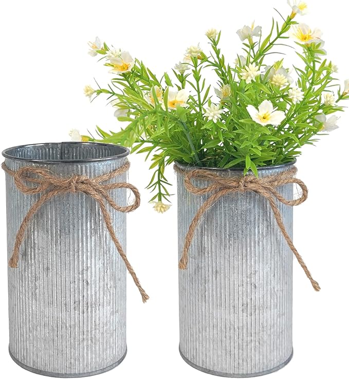 6" High Vase Centerpiece for Table, Rustic Farmhouse Mason Jars by JOYFERNAL