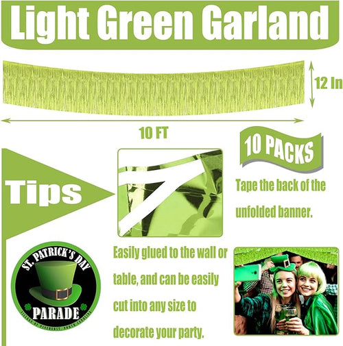 10 Pack 10 Feet Foil Fringe Garland Metallic Tinsel Streamers Banner Wall - Image 2