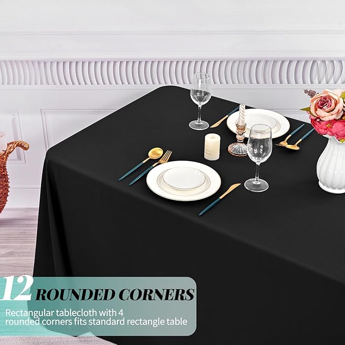12 Pack Polyester Tablecloth 90 x 156 Inch Black Tablecloth - Image 4