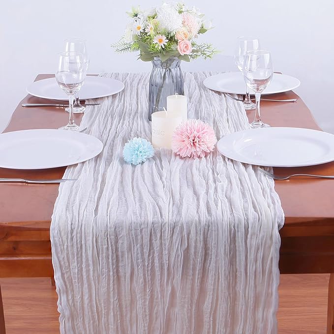16PCS White Cheesecloth Table Runner 10FT 35x120Inch Boho Gauze Cloth Long - Image 4