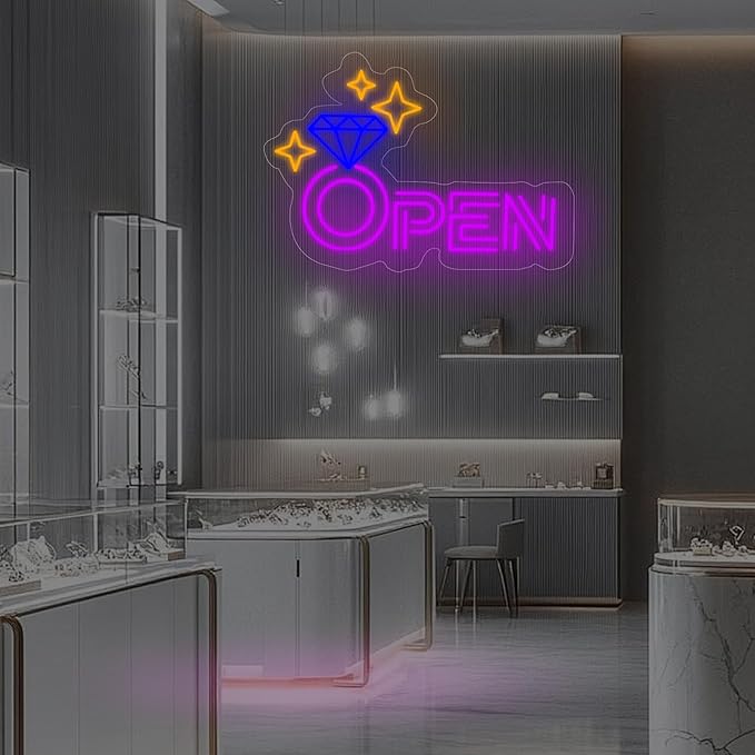 Diamond Open Indoor Neon Sign For Jewelry Store Custom Led Neon Sign Business - Image 2