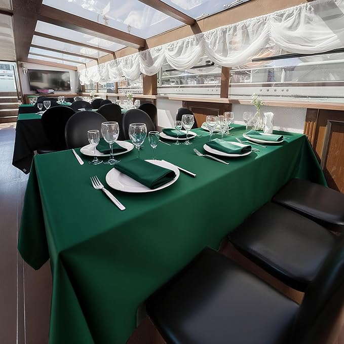 8 Pack Dark Green Tablecloth 60 x 102 Inch Rectangular Tablecloths - Image 3