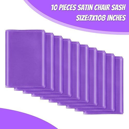 10 PCS Satin Chair Sashes Bows Universal Chair Ribbon Ties Back Sash - Image 2