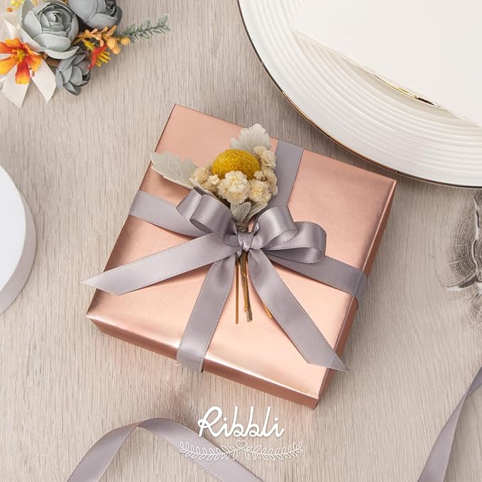 Ribbli Silver Satin Ribbon Double Faced Satin 1/2 Inch x Continuous 100 - Image 2