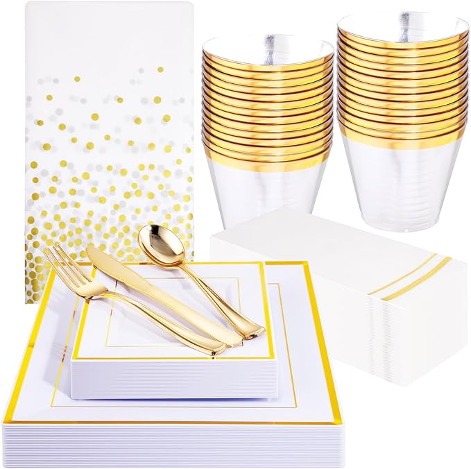 Festiva 176Pcs Gold Plates Disposable by Festiva