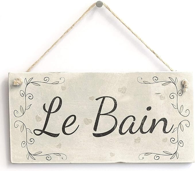 Rustic Wooden Signs Le Bain French Country Wood Bathroom Sign Wall Art Decor by Eletina