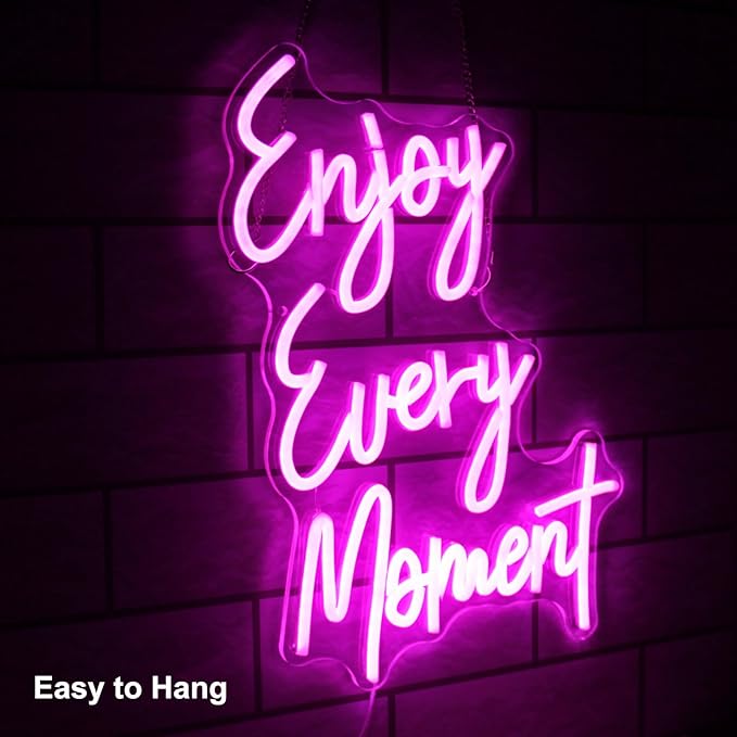 Enjoy Every Moment Neon Sign Pink Letter LED Sign Words Neon Light Up Sign - Image 2