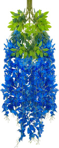 5 Pack Royal Blue Wisteria Hanging Flowers Garland, 3.77 Feet Artificial Flower by Luerbi