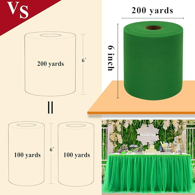 Emerald Green Tulle Fabric Rolls 6 Inch by 200 Yards Fabric Spool Tulle Ribbon - Image 3